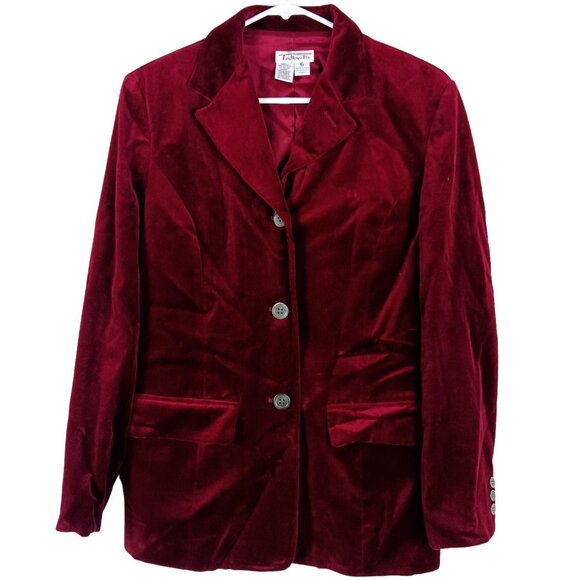 Vintage Talbots Womens Romantic Velvet Jacket Coat Crimson Red Size 6 Made USA - Picture 8 of 8